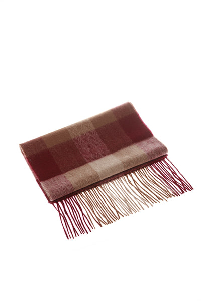 CASHMERE AND WOOL SCARF MAROON CHECK