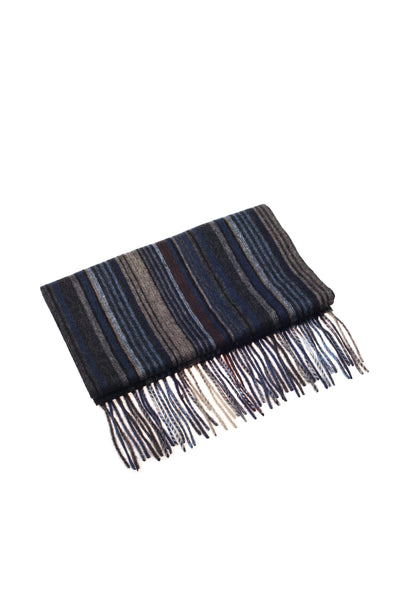 CASHMERE AND WOOL SCARF NAVY STRIPE