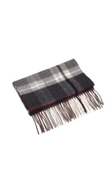 CASHMERE AND WOOL SCARF GREY CAMEL CHECK